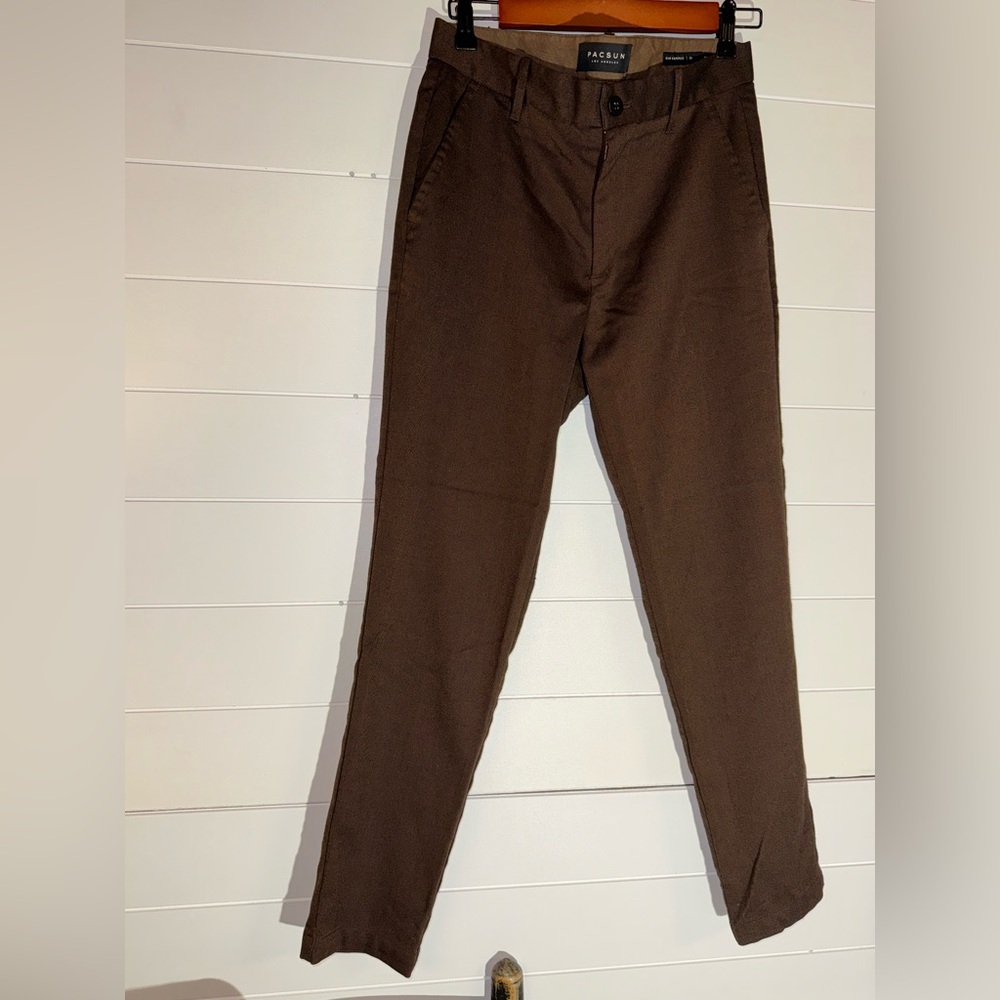 PacSun Brown Straight Leg Pants with Tailored Fit